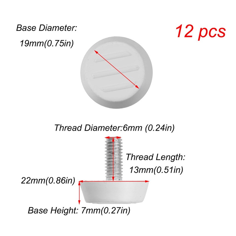 Antrader 12 Pcs M6×15mm Furniture Lvelers,M6 Thread Adjustable Levelers Screw
