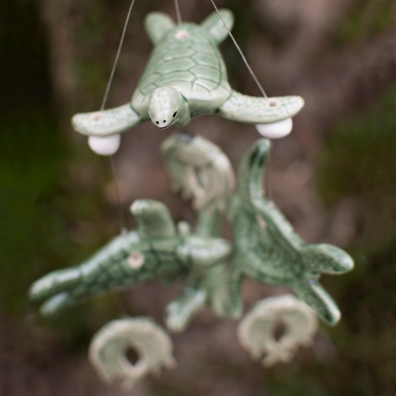 Clay Motif Hand Crafted Ornamental Garden Turtle Wind Chime