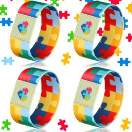 Lingvee 3 Pcs Autism Awareness Bracelet Wristband Elastic Puzzle Autism Jewelry Stretch Bracelet Gift for Women Men Colorful Motivational Jewelry for Adults, as shown in the pictures, polyester fiber