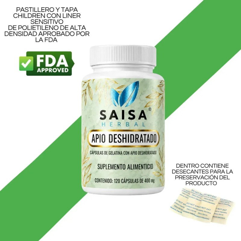 Apio Deshidratado 120 Cpsulas SAISA HERBAL Diurtico Natural, Apoyo Digestivo