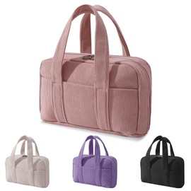 LYDZTION Makeup Bag, Makeup Organizer Large Travel Toiletry Bags for Women, Cosmetic Bag Cute Corduroy Makeup Travel Bag, Pink