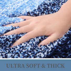 OLANLY Luxury Microfiber Bath Mat, Extra Soft and Absorbent Bathroom Mat, Non-Slip Plush Shaggy Bathroom Rug, Machine Wash Dry, Bath Rugs for Bathroom Floor, Tub and Shower, 20x30, Navy