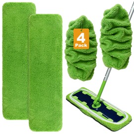 4 Count XL Reusable Mopping Cloths Compatible with Swiffer Sweeper XL Mop - Washable Microfiber X-Large Mop Refill - Thickened Multi-Surface Dry Pad Refills for Floor Cleaning
