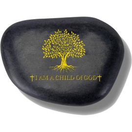 Unique Tree of Life Inspirational Stone Gift Religious Gifts for Christian Women, I'm Child of God Bible Verses Natural Engraved Rocks Gifts, Novelty Keepsake Catholic Spiritual Encouragement Gift