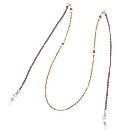 meigan 9404-02 Fashionable Women's Glasses Chain, Silver Pearlized Beads, Tangle-Free String Switching, Lightweight, Made in Japan, Bronze