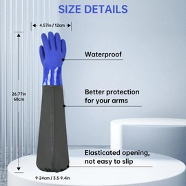 Long pond gloves, 27.5" Reusable heavy duty rubber gloves, PVC Long Waterproof Drain Cleaning Gloves, Chemical Resistant Gloves for Gardening Aquarium Fishery Machinery ​Industry (Large)