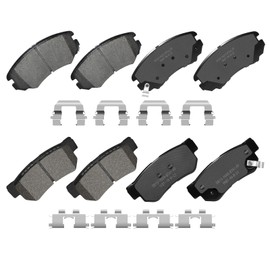 YxpBrake Front Rear Ceramic Brake Pads with Hardware Fit for Hyundai Elantra 2007 2008, Hyundai Elantra 2009, Sonata 2005 2006 2007, Tucson, Azera 2005-2009, Kia Optima, Sportage, Magentis 2003-2010