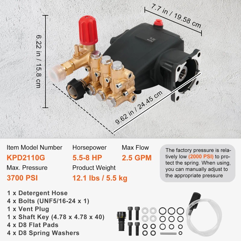 3/4\" Shaft Horizontal Triplex Plunger High Pressure Washer Pump 3700