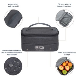 RESTO 5502 Comfortable Foldable Cooler Bag, Small, 3.5 L, Insulated Lunch Bag, Leak-Proof Thermal Bag, Insulated Lunch Box for Picnic, Beach, Car, Office, Travel