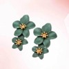 PACKOVE Double Flower Earrings 3D Flower Earrings Floral Dangle Earrings