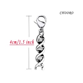 CHOORO Microscope And DNA Double Helix Necklace Science Gift for Laboratory Technologist/Science Student (DNA zipper pull)