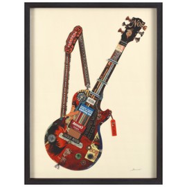 Empire Art Direct "Electric Guitar Dimensional Collage Framed Graphic Art Under Glass Wall Art Ready to Hang, Living Room, Bedroom & Office, 25in x 33in x 1.4in