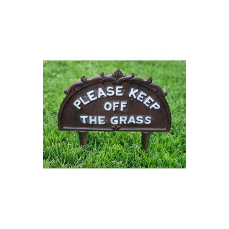 Cast Iron Brown Please Keep Off The Grass Warning Sign