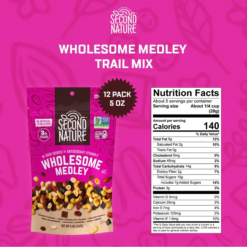 Second Nature Wholesome Medley Trail Mix - 5 oz Resealable