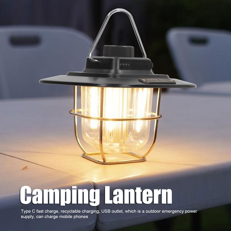 Camping Lantern Rechargeable Battery Powered Outdoor Potable Walking Tent Lamp