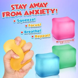 Shangkanlan Nice Ice Cube Squishy - 3PCS Strength Squeeze Fidget for Kids & Adults, Sensory Stress Balls for Autism ADHD Relief, Anxiety Sensory Toys for Relaxation (Cube)