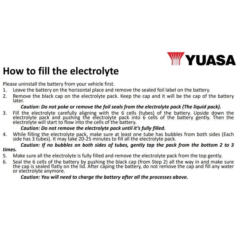 Yuasa YT14B-BS Maintenance-Fr