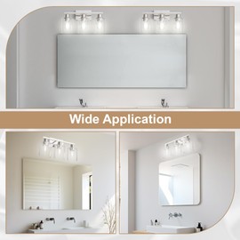 Dekang Bathroom Lighting Fixtures Over Mirror Brushed Nickel, Rustproof 3-Light Vanity Lights for Bathroom, 18Inches Modern Wall Sconces E26 Base, Transparent Clear Glass Shades, Bulbs Not Included