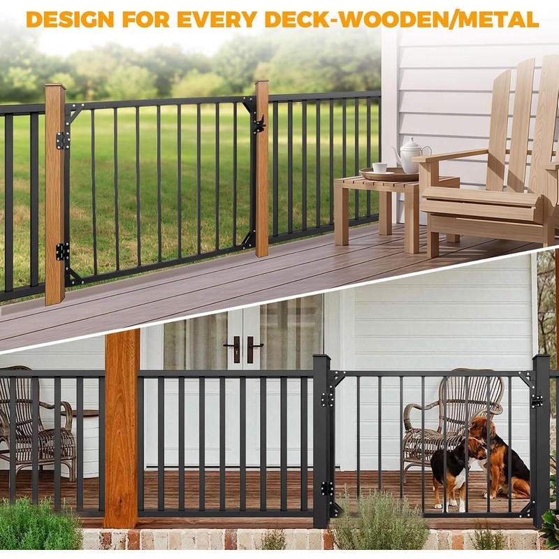 32.5 Inch Heavy Duty Adjustable Outdoor Metal Deck Gate with