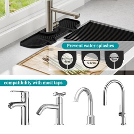 TAIANJI Wasserhahn Matte, Silikon Abtropfmatte für Küche Universal Wasserhahn Spritzschutz Wasserhahnmatte Küchenspüle mit 3 Replacement Sizes Abtropfmatte für Wasserauffang Rbeitsplatte Schützen