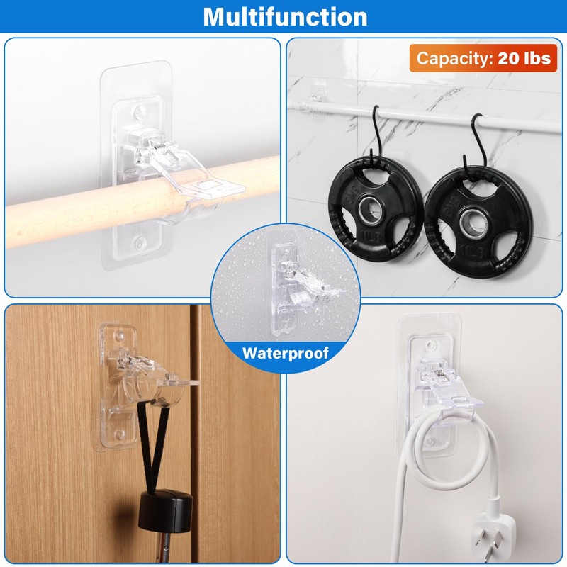 24-Pack No Drill Needed Curtain Rod Holders Brackets, Self Adhesive