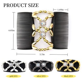 Magic Beads Hair Comb 3pcs Magic Elastic Hair Combs Double Clips Hair Holder Stretch Double Side Combs Clips for Women Girls Hair Accessory DIY Hair Styling Tool