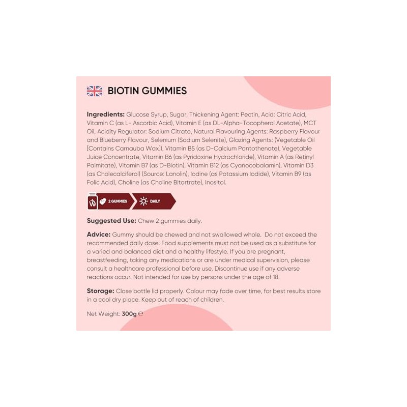 Biotin Gummies - 120 Chewable B7 Vitamin Gummies - with