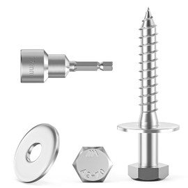 Valorada 10Pcs M10 x 75mm Coach Screws, Hex Head Wood Screws, Heavy Duty Lag Bolts, Concrete Screw, Hex Furniture Bolt, 304 Stainless Steel with Washers and Magnetic Hexagon Socket