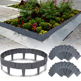 Garden Edging Border,33ft Plastic,Garden Edging for Landscaping,Flower Bed Edging Borders,Gray Imitation Stone Effect,Edging Border,Fence Border (33 FT, Grey, 1)