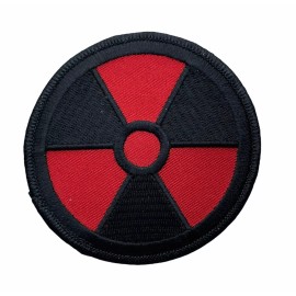 Radioactive Radiation symbol Red On Black 3 inch Patch PW F5D29N