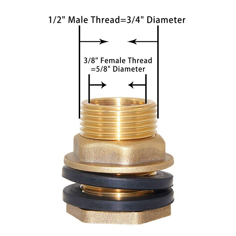Joywayus 3/8" Female 1/2" Male Soild Brass Water Tank Connector