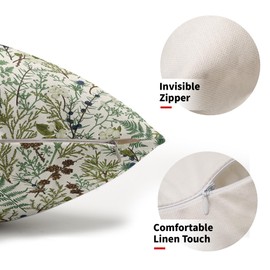 Green Plant Lumbar Pillow Covers 12X20 Inch Sage Green Botanical Fern Leaf Decorative Pillow Cases Spring Summer Vintage Floral Throw Pillows Set of 2 Farmhouse Home Decor for Sofa Couch Outdoor