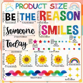 Pasimy 51 Pcs Welcome Back to School Bulletin Board Decorations Be The Reason Someone Smiles Today Bulletin Board Decor Cutouts 3D Colorful Paper Fans for Back to School Classroom Office Wall Decor