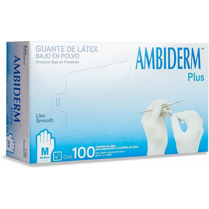 AMBIDERM - Guante Ambiderm Plus Liso Blanco Grande Caja con