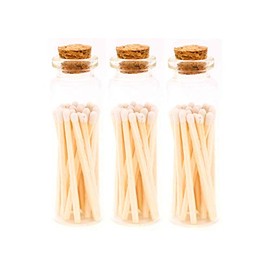 White Decorative Matches, 60 Premium Wooden Matches | Artisan Matches for Candles, Safety Matches for Lighting Candles with Match Striker On The Bottle | Perfect Candle Accessories