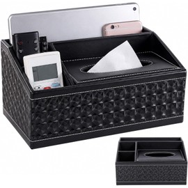 Funda para Caja de Pañuelos, Elegante Caja de Pañuelos Rectangular de Piel PU con Organizador de Controles Remotos para el Hogar de 4 Colores