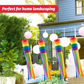 COYUN Pack of 1 Rainbow Windsock for Outdoors, 70 x 30 cm, Windproof and Rainproof, Windsock for Flagpole, Windsock Can Be Used as Garden, Balcony or Outdoor Decoration