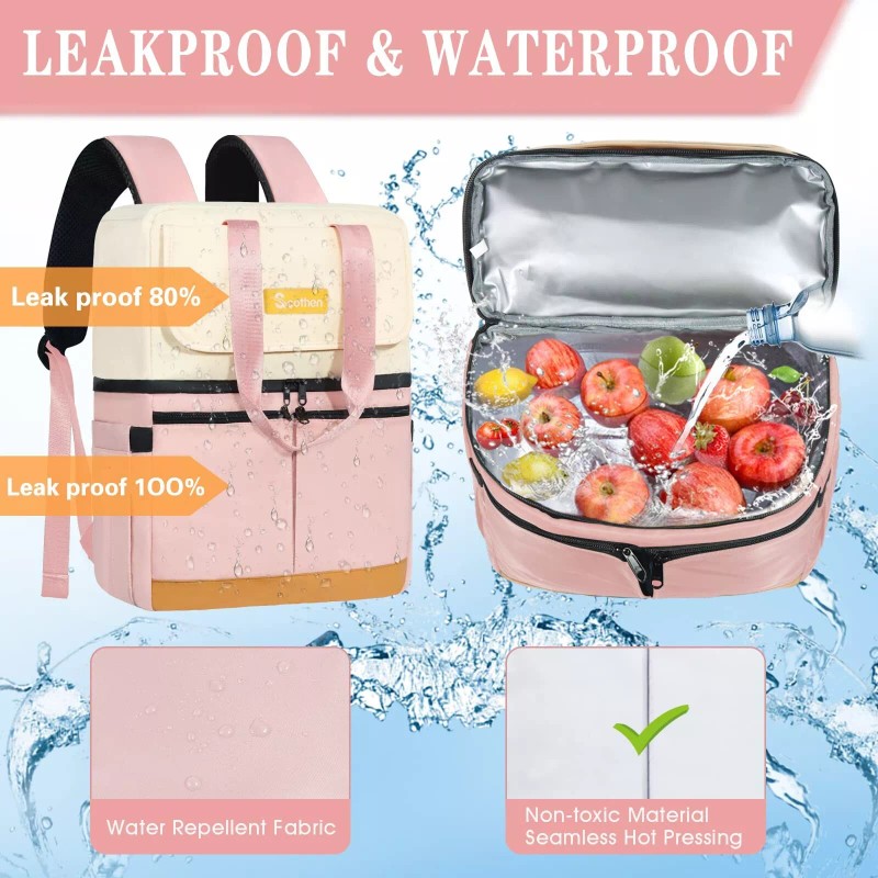 Scothen Backpack Cooler with Double Decker & 12 Ice Packs-