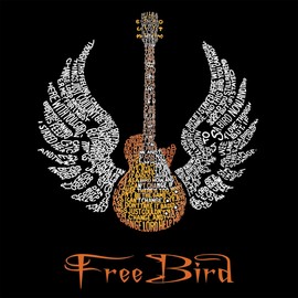 Women's V-Neck T-Shirt - Created Using Lyrics to Lynyrd Skynyrd's Free Bird Black
