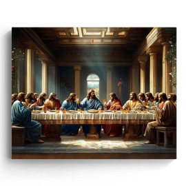 B.B.F MAKE Canvas Wall Art - The Last Supper Canvas Print Artwork - Holy Meal with Jesus and His Disciples Canvas Home Decor Prints Oil Painting for Living Room, Bedroom, or Office 24x30inch Framed