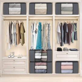 6 Pack Thick Fabric Foldable Blanket Storage Bags Clothes Storage Boxes & Binscolor: Grey Color