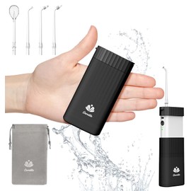 Portable Water Flosser for Teeth,Travel Water Flosser Picks,Mini Cordless Oral Irrigator Rechargeable Power Dental with Telescopic Water Tank, IPX7 Wateroproof for Brace & Sensitive Teeth Care,Black