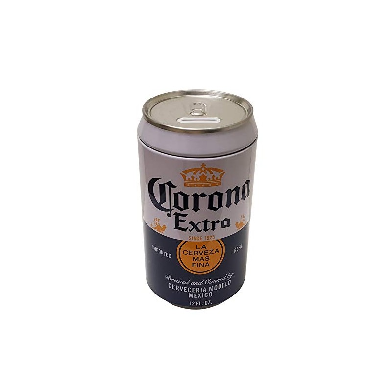 The Tin Box Company Corona Blue and White Can Bank