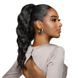 BOBBI BOSS Bundle Unprocessed Human Hair Drawstring Ponytail Loose Deep 18" (NATURAL)