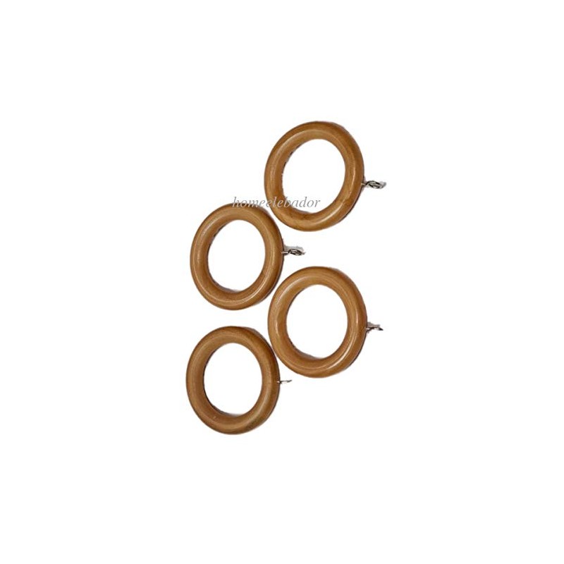 Natural Wood 45mm Wooden Curtain Pole Rings with Screw Eye