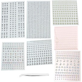 Floatdream 7 Stücke Strasssteine Selbstklebend, Glitzersteine Selbstklebend, Transparent Strasssteine Selbstklebend, für Gesicht Augen Körper Nägel (Weiß)