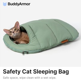 BuddyArmor Cat Sleeping Bag, Cat Bed Cave Pet Sleep Zone Cuddle Covered Cat Bed Warm Soft Durable Washable Pet Hideway Sleeping Nest Cave Cat Burrow Bag for Indoor Cats Kitten Puppy (Olive)
