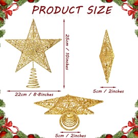 VITEVER Christmas Tree Topper Illuminated Stars Sparkling Stars Tree Crown Christmas Christmas Desktop Holiday Decoration Golden Ornaments Warm Lights Pendant
