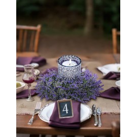 BLOSMON Lavender Wreath Centerpieces for Wedding: 6pcs 13 Inch Diam Purple Lavender Artificial Flowers Candle Rings Wreaths for Table Decoration - Fake Floral Wreath for Home Wall Window Decor
