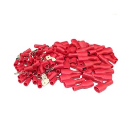 Electrical Wire Terminals, 100 Pcs Male and Female Insulated Spade Electrical Crimp Connectors, Insulated Crimp Terminals for Electrical Wiring, Red